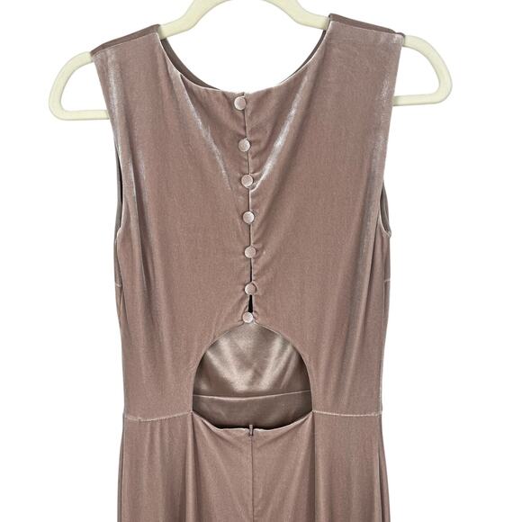 Revelry Velvet Gown Wedding Guest Bridesmaid Button Back Elegant Taupe Size 8 - Picture 5 of 9
